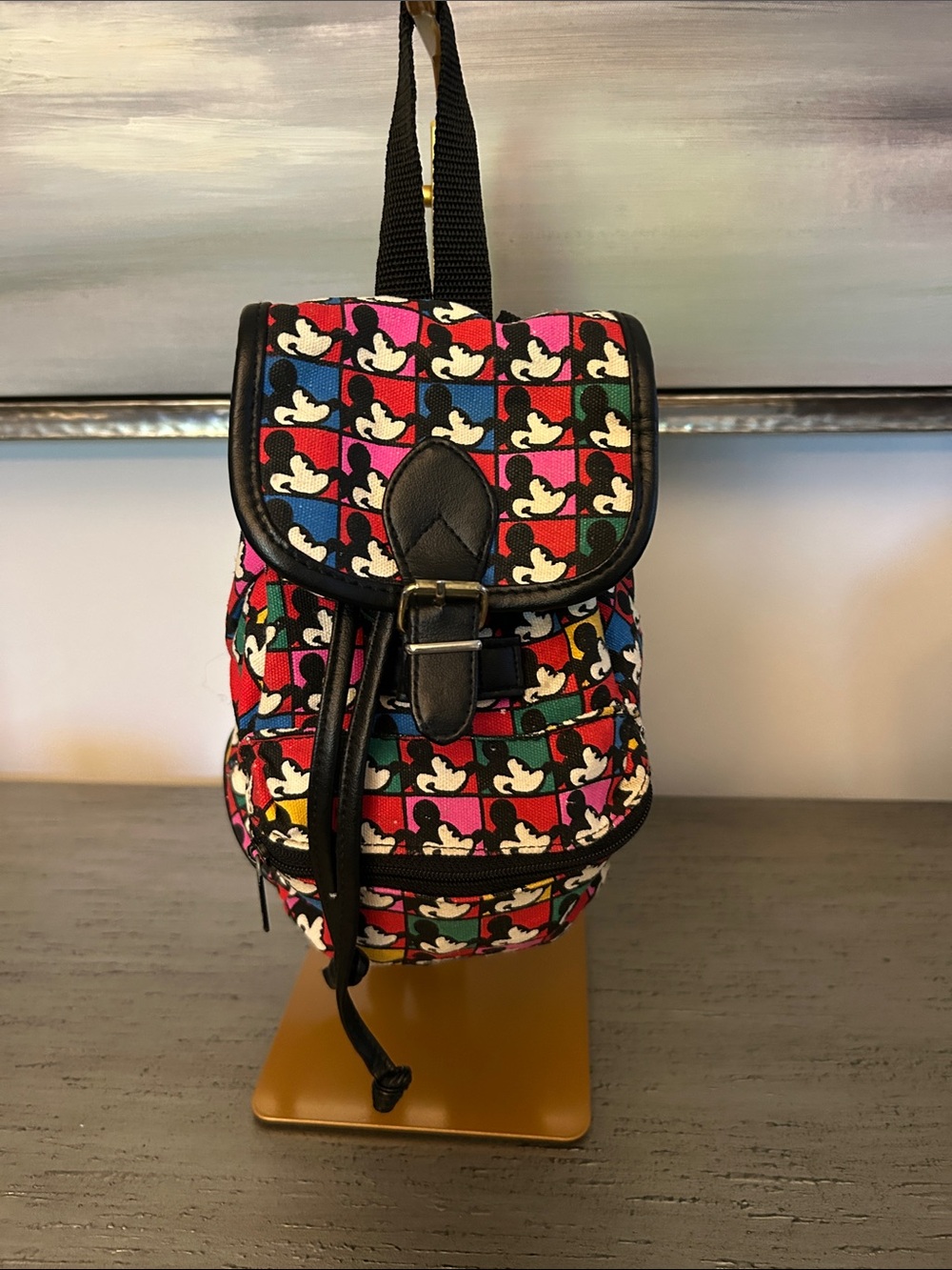 Disney Vintage 90’s  Mini Backpack with Multicolor Mickey Print EUC